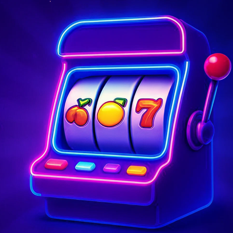 Colorful slot machine icon with gold coins