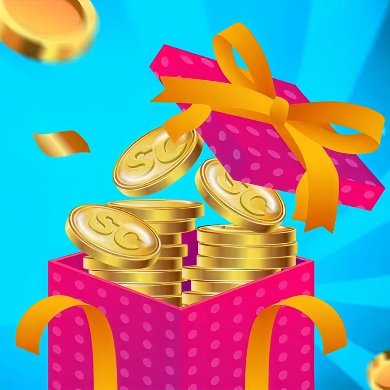 Sweepstakes jackpot icon with sparkling coin stack
